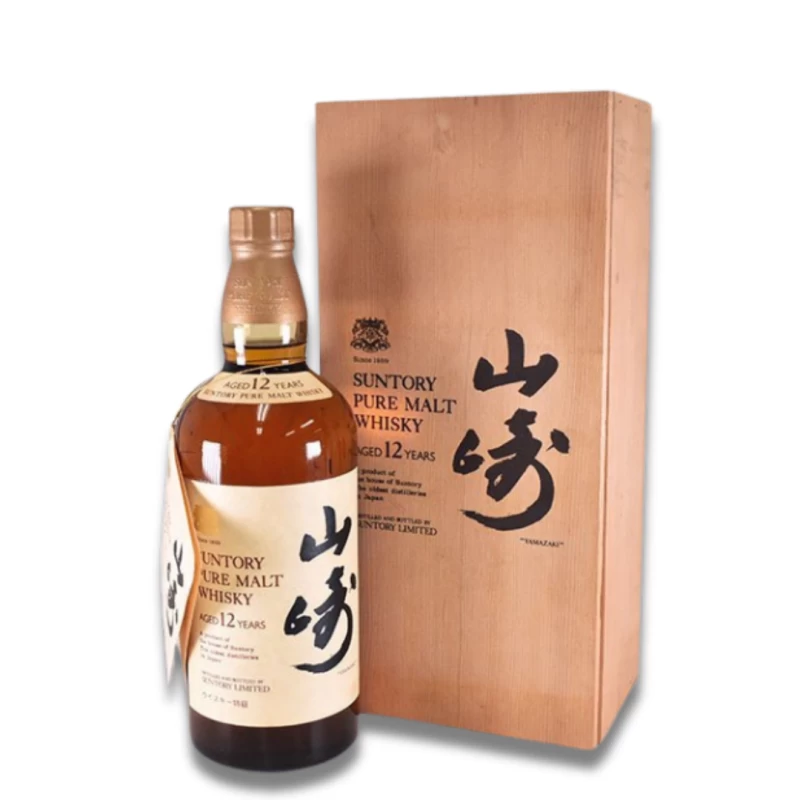 山崎雙獅12年 無框版 珍藏木盒1980S(首款標記12年) Yamazaki Pure Malt 12Y  Wooden Box (760ml)